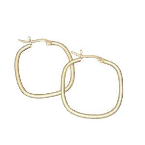 Sterling Silver 925 Marked Squared Hoop Hinged Back Earrings 1.125"X1.125"‎